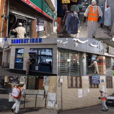 ضدعفونی کردن نقاط مختلف شهر توسط شهرداری لاهیجان